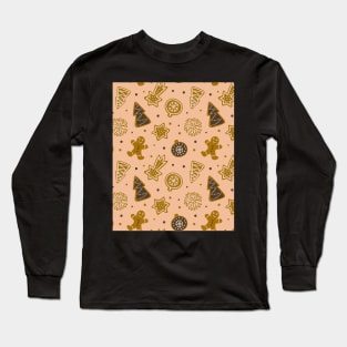 Christmas Gingerbread Pattern Long Sleeve T-Shirt